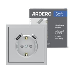 Розетка з додатковими виходами USB/Type-C Ardero ER123USB-S Soft 18W/20W із зазе..