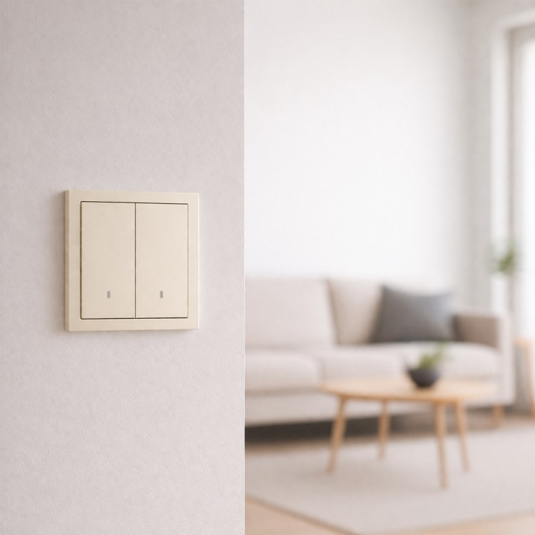 Вимикач 2-клавішний Ardero EV112L-C Soft 10А з підсвіткою шампань