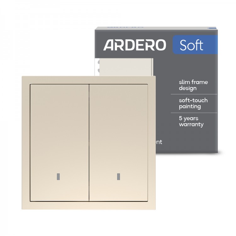 Вимикач 2-клавішний Ardero EV112L-C Soft 10А з підсвіткою шампань