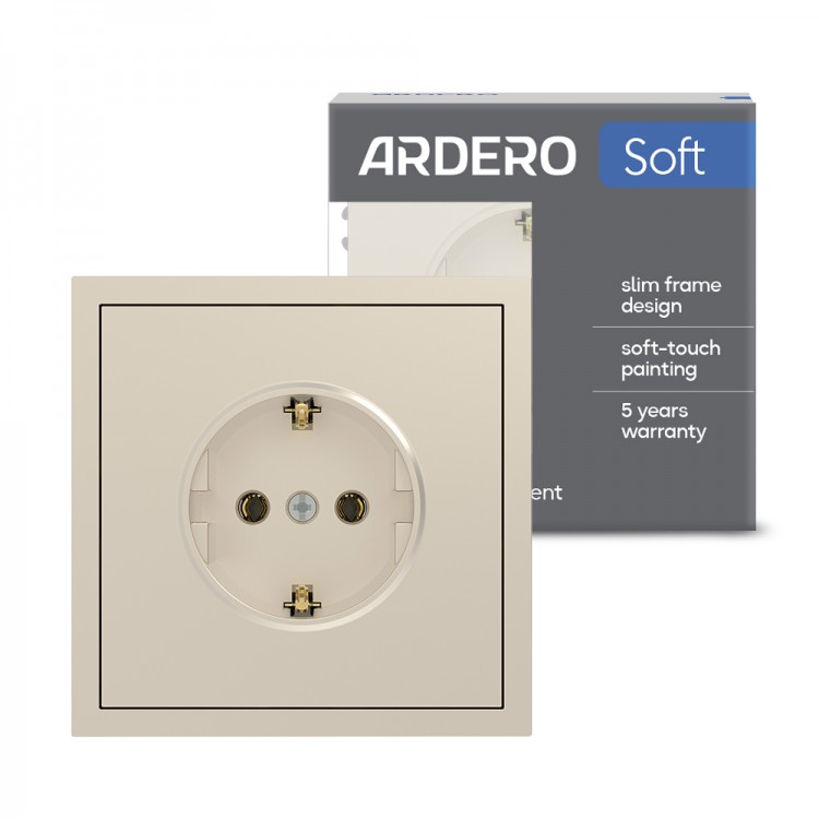 Розетка Ardero ER121-C Soft 16А із заземленням шампань