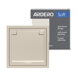 Розетка Ardero ER131-C Soft 16А із заземленням кришкою та шторками шампань