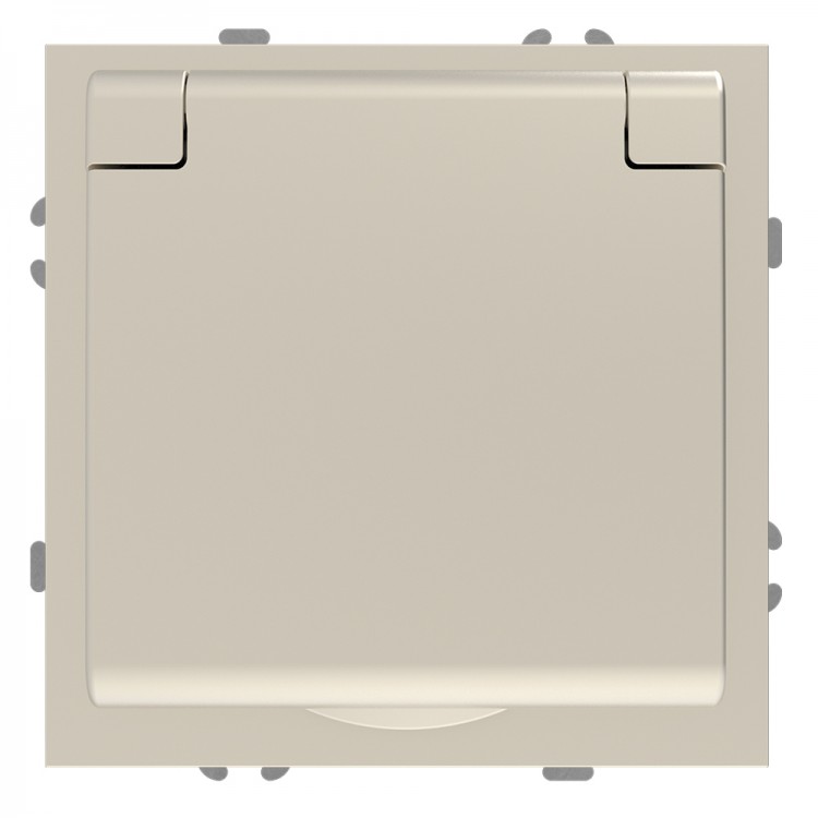 Розетка Ardero ER131-C Soft 16А із заземленням кришкою та шторками шампань