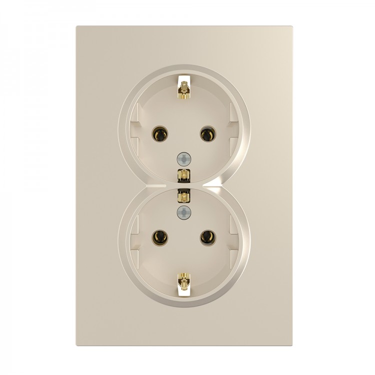 Розетка подвійна Ardero ER122-C Soft 16А із заземленням шампань