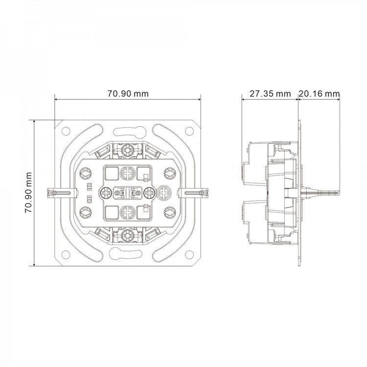 Розетка подвійна Ardero ER122-C Soft 16А із заземленням шампань
