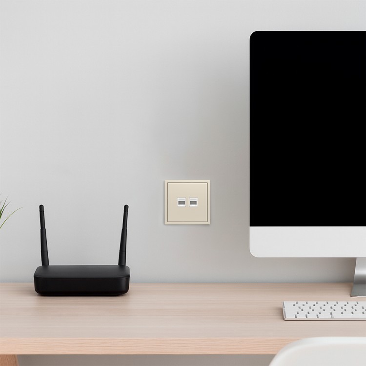 Розетка комп'ютерна подвійна Ardero ER152PC-C Soft шампань