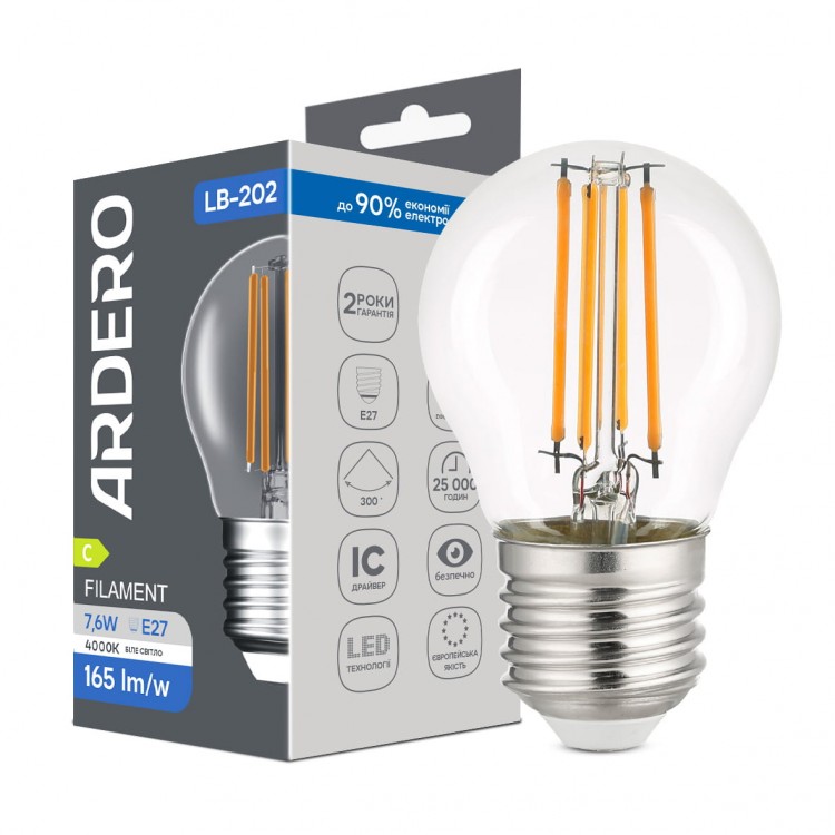 Светодиодная лампа Ardero LB-202 7,6Вт E27 4000K