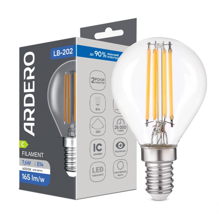Светодиодная лампа Ardero LB-202 7,6Вт E14 4000K