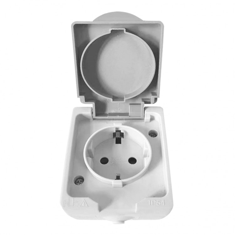 Розетка Ardero ER231-WG Siena 16А IP54 із заземленням кришкою та шторками сірий