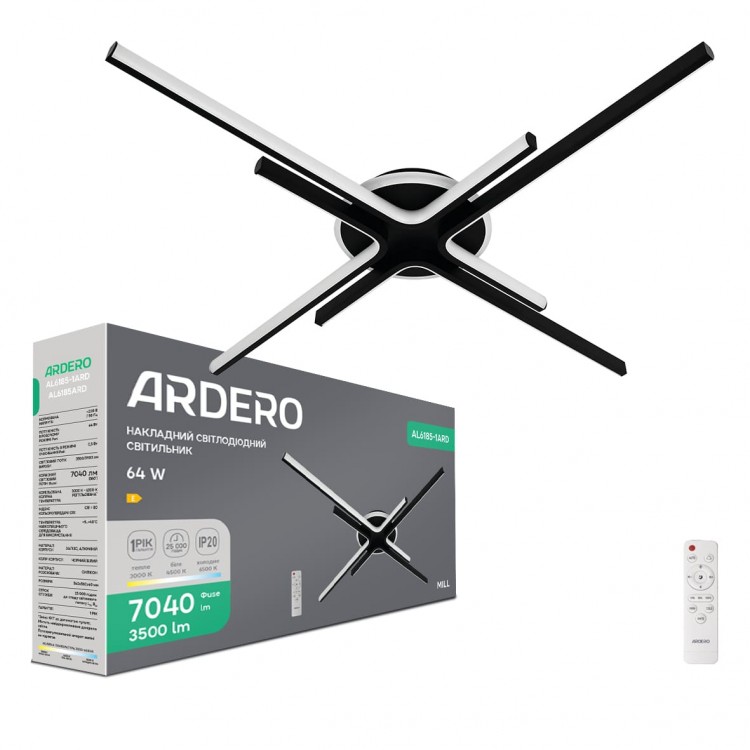 Светодиодный накладной светильник Ardero AL6185-1ARD MILL 64Вт черный