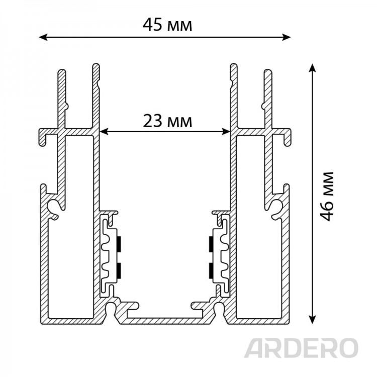 Кутовий з'єднувач Ardero LD2040 для вбудованого шинопроводу CABM1004 чорний