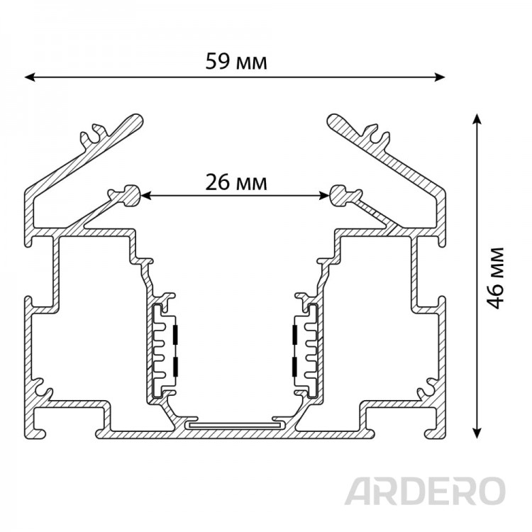 Шинопровід Ardero CABM1005 для натяжних стель вбудований 3м чорний