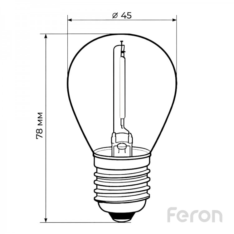 Світлодіодна лампа Feron Filament LB-61 1Вт E27 2700K прозора