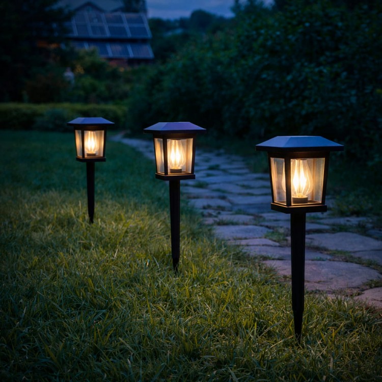 Ґрунтовий світлодіодний світильник Feron PL145 2800К на сонячній батареї чорний