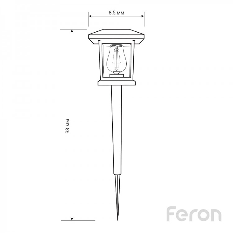 Ґрунтовий світлодіодний світильник Feron PL145 2800К на сонячній батареї чорний