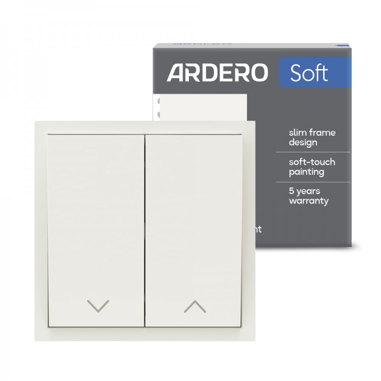 Вимикач для жалюзі 2-клавішний Ardero EV152-W Soft 10А білий