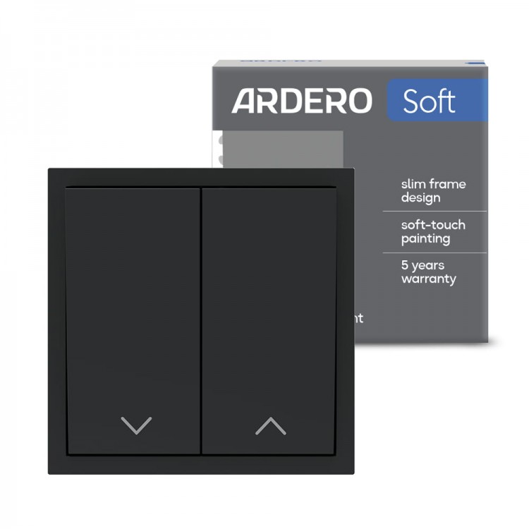 Вимикач для жалюзі 2-клавішний Ardero EV152-B Soft 10А чорний