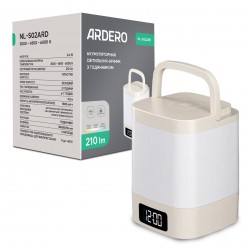 Акумуляторний світильник-нічник Ardero NL-S02ARD 2,4Вт 3000-6000K з годинником б..