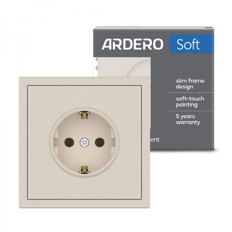 Розетка Ardero ER121-SD Soft 16А із заземленням пісочна