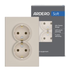 Розетка подвійна Ardero ER122-SD Soft 16А із заземленням пісочна