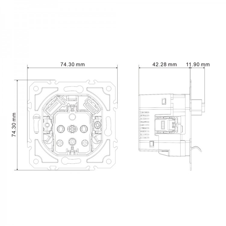 Розетка з додатковими виходами USB/Type-C Ardero ER123USB-SD Soft 18W/20W із заземленням пісочна