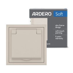 Розетка Ardero ER131-SD Soft 16А із заземленням кришкою та шторками пісочна