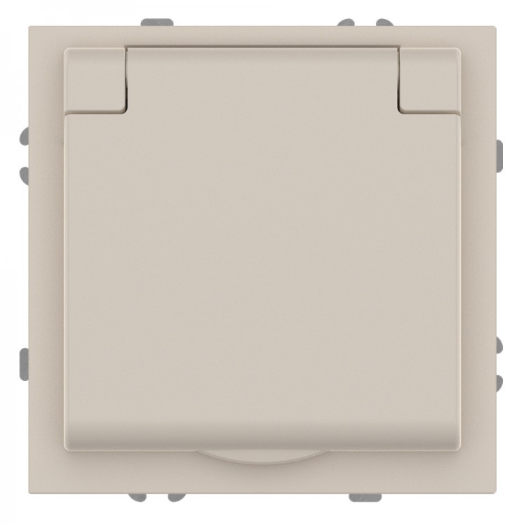 Розетка Ardero ER131-SD Soft 16А із заземленням кришкою та шторками пісочна