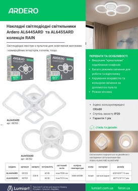 Ardero AL6445ARD AL6455ARD RAIN