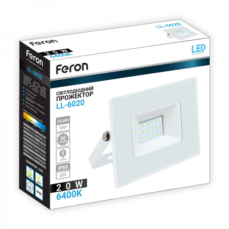 Светодиодный прожектор Feron LL-6020 20Вт 6400K белый