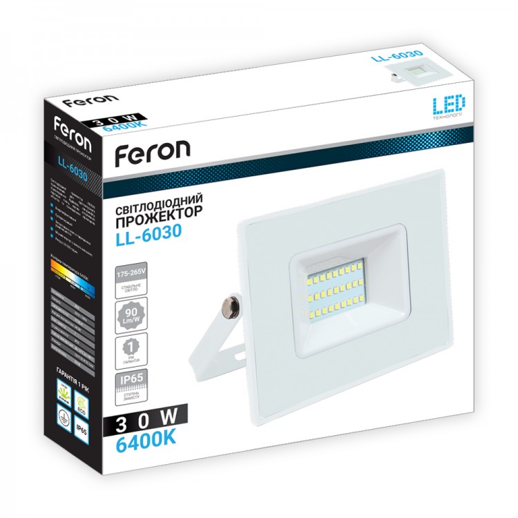 Світлодіодний прожектор Feron LL-6030 30Вт 6400K білий