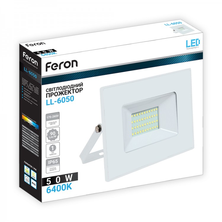 Світлодіодний прожектор Feron LL-6050 50Вт 6400K білий