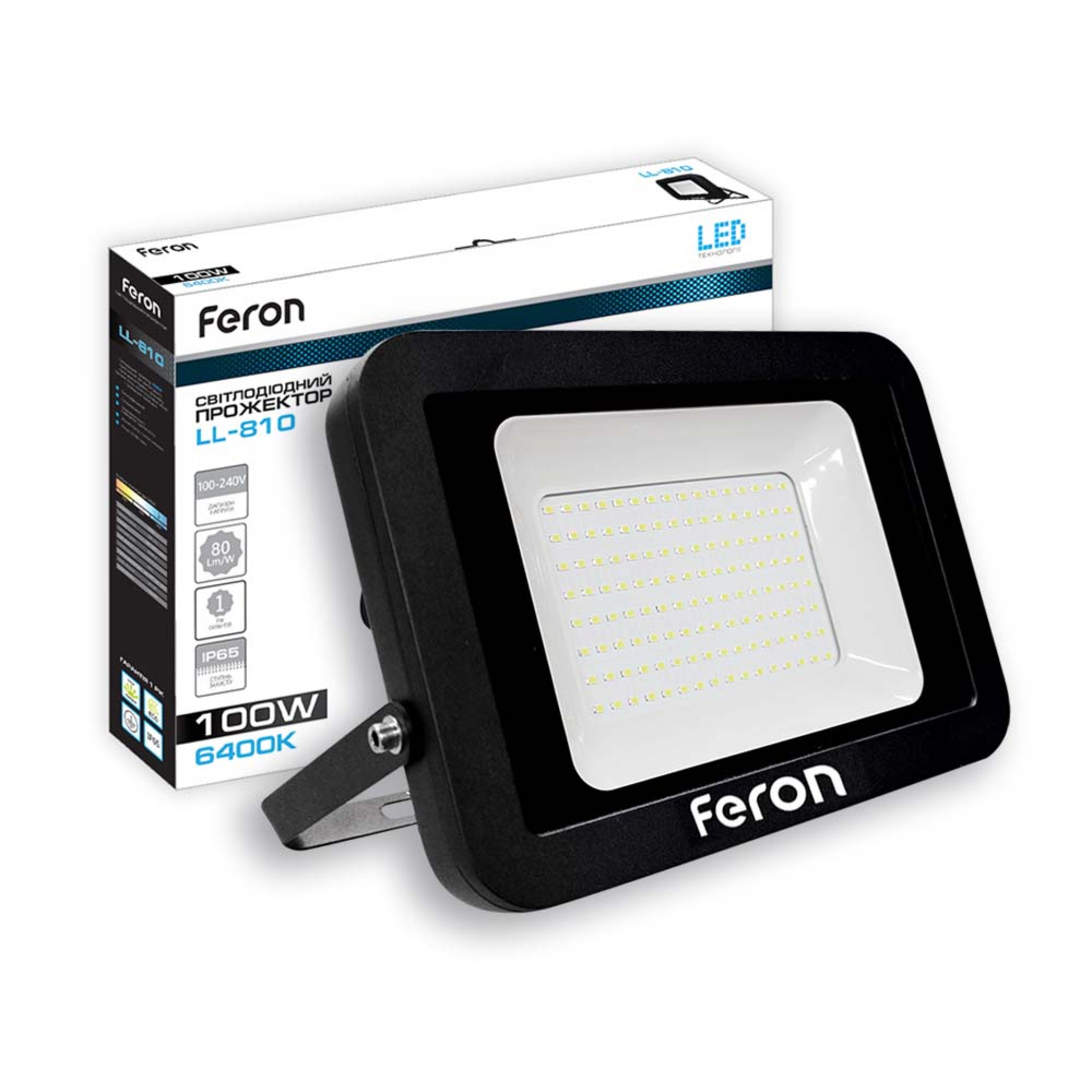 Світлодіодний прожектор Feron LL-810 100Вт 6400K чорний