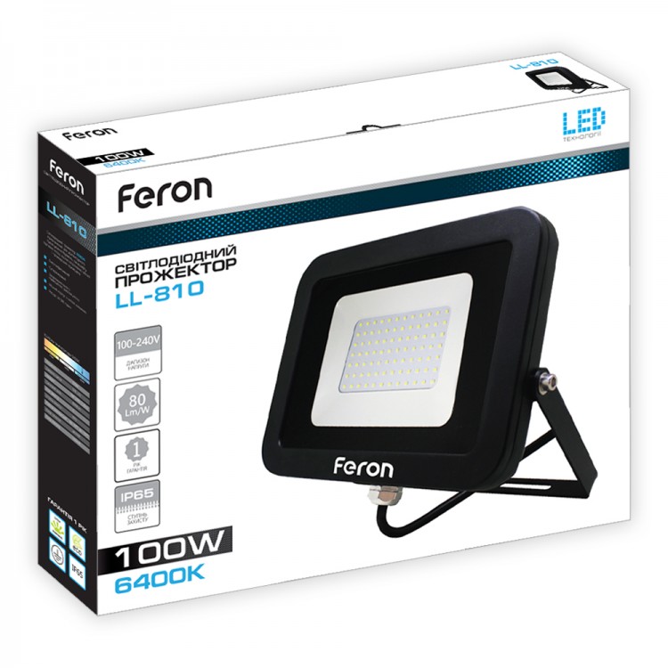 Світлодіодний прожектор Feron LL-810 100Вт 6400K чорний