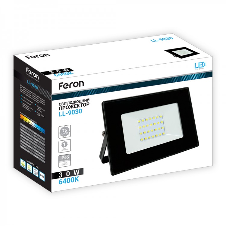 Светодиодный прожектор Feron LL-9030 30Вт 6400K черный