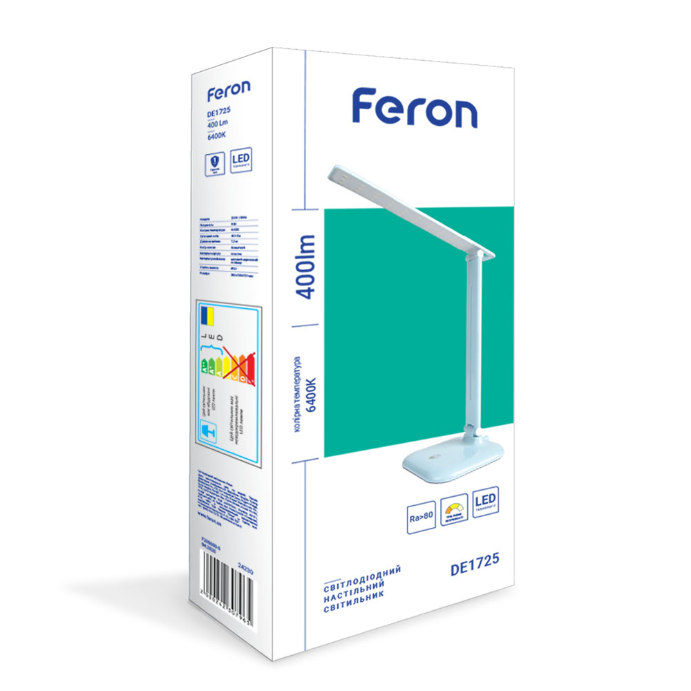 Светодиодный настольный светильник Feron DE1725 9Вт 6500K белый