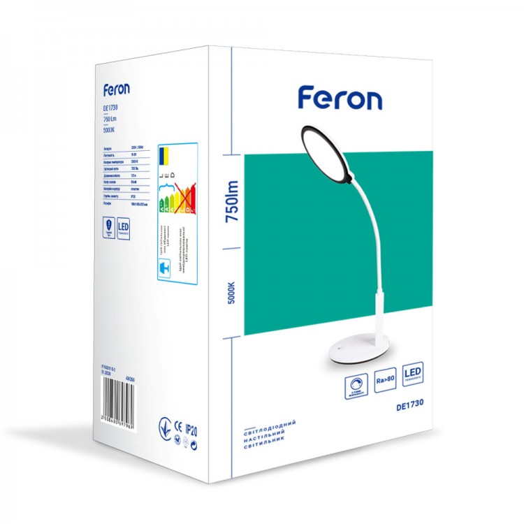Настольный светодиодный светильник Feron DE1730 16Вт белый