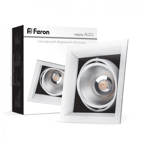 Карданный светильник Feron AL211 COB 30W белая рамка