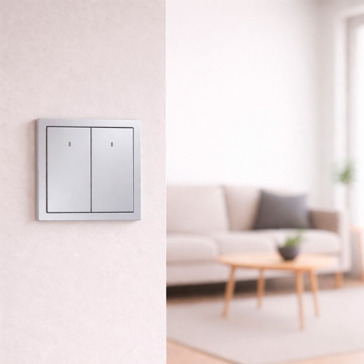 Выключатель 2-клавишный Ardero EV112L-S Soft 10А с подсветкой серебряный