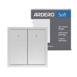 Выключатель 2-клавишный Ardero EV112L-S Soft 10А с подсветкой серебряный