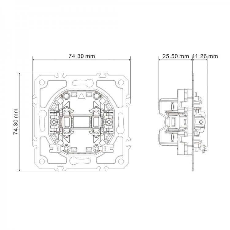Выключатель 2-клавишный Ardero EV112L-C Soft 10А с подсветкой шампань