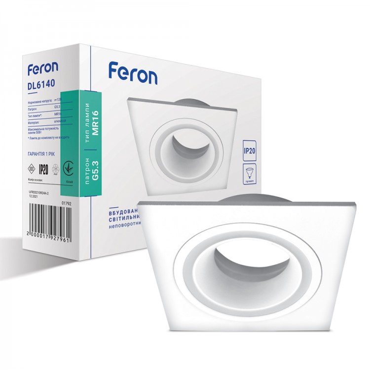 Встраиваемый неповоротный светильник Feron DL6140 белый