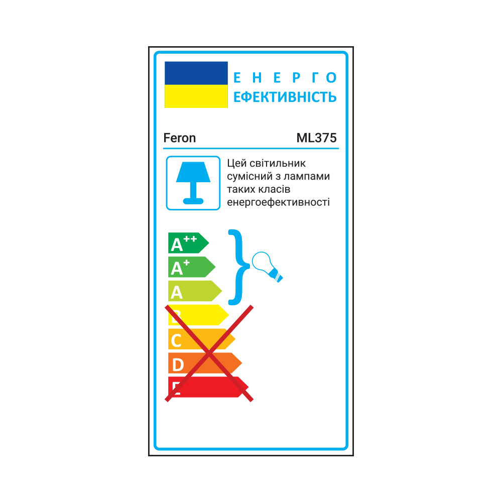 Накладний світильник Feron ML375 під лампу на підвісі чорний
