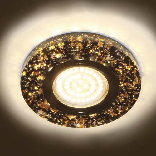 Встраиваемый светильник Feron 8585-2 с LED подсветкой Черное золото